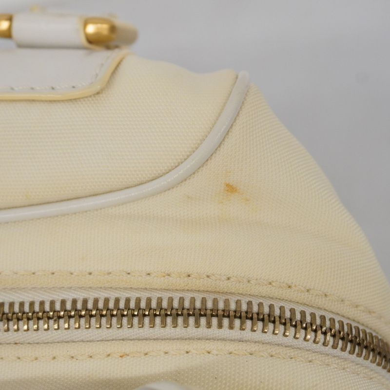 Celine Handbag Athens Olympics Limited Nylon Leather Ivory White Gold Hardware