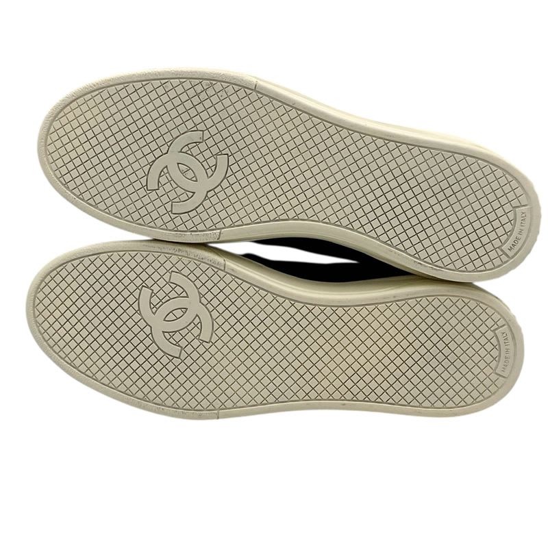 Chanel Cocomark Sneakers Logo Leather Black White Size 38
