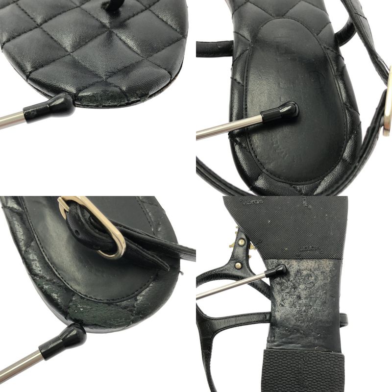 Chanel Paris-dallas Coco Mark Quilted Flat Sandals - Women's - 37C - Black