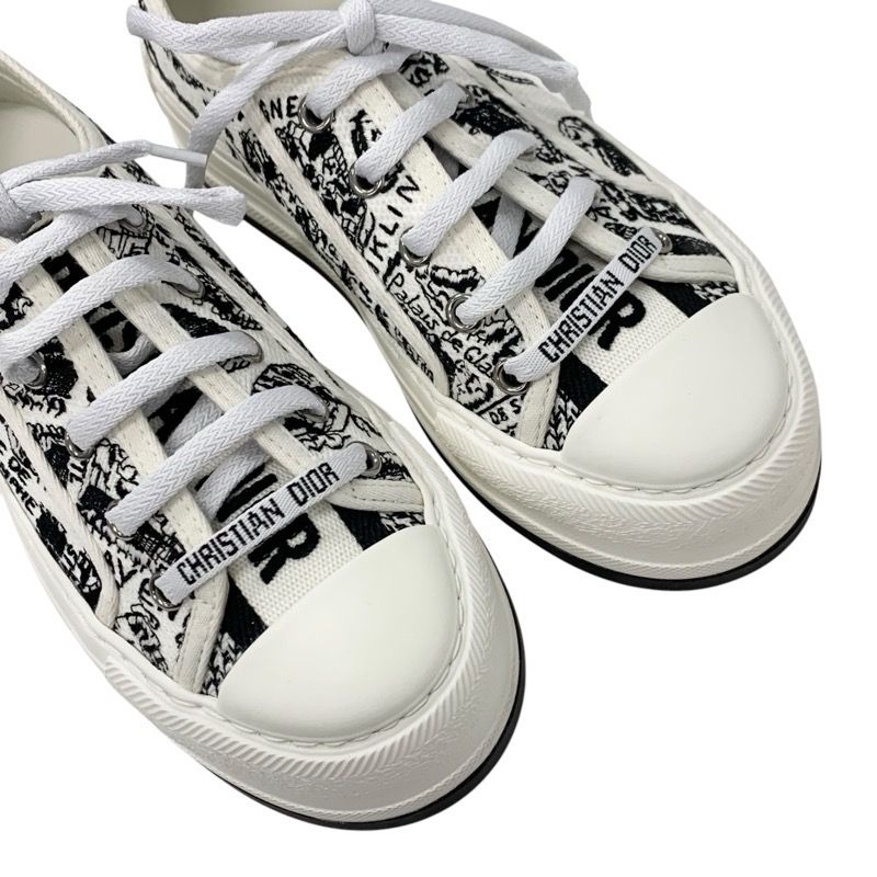 Christian DIOR Walkndior Sneakers Shoes Canvas White Black Unused Logo Platform