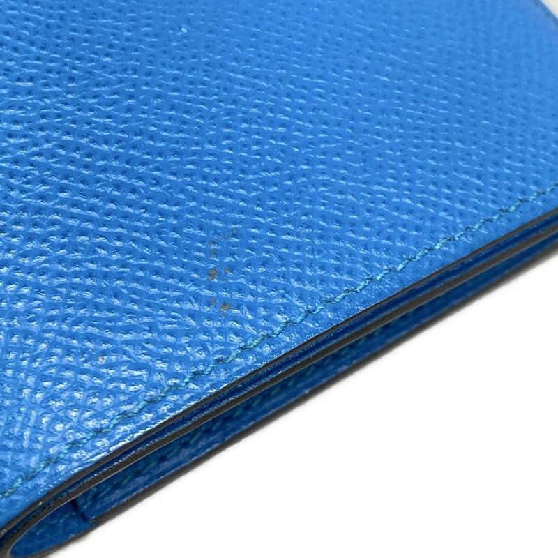 Hermes Bifold Wallet Bearn Compact Blue Zanzibar New Shape Hardware Silver