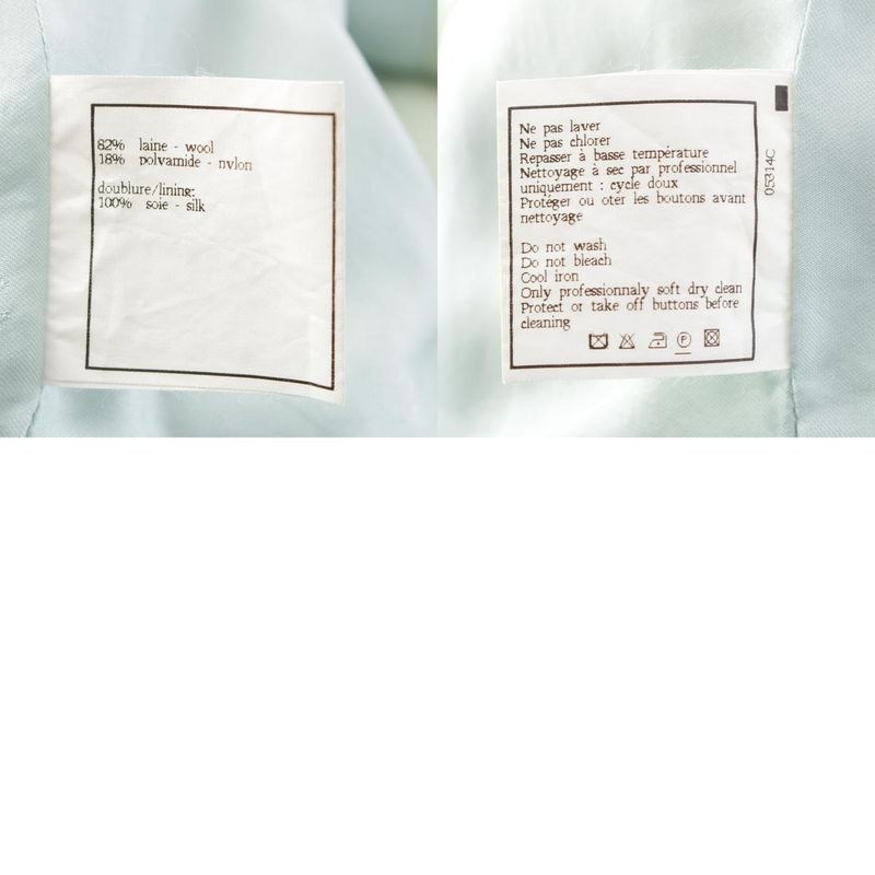 Chanel 97p Wool Silk Collarless Jacket Skirt Set-Up P07187 Light Green 38