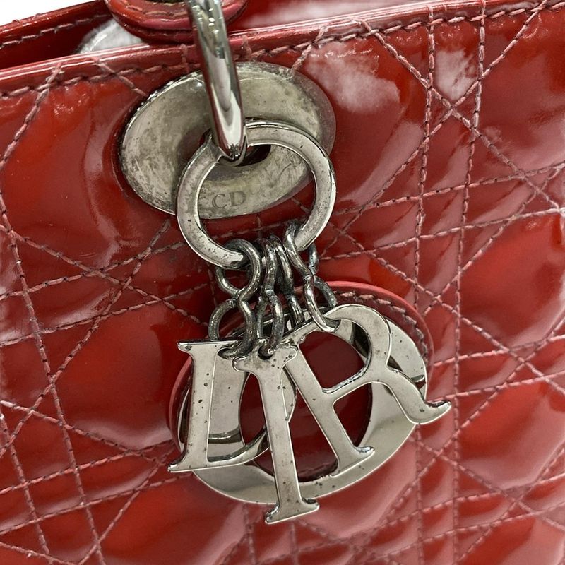 Dior Christian Dior Handbag Lady Dior Large Bag Red Leather