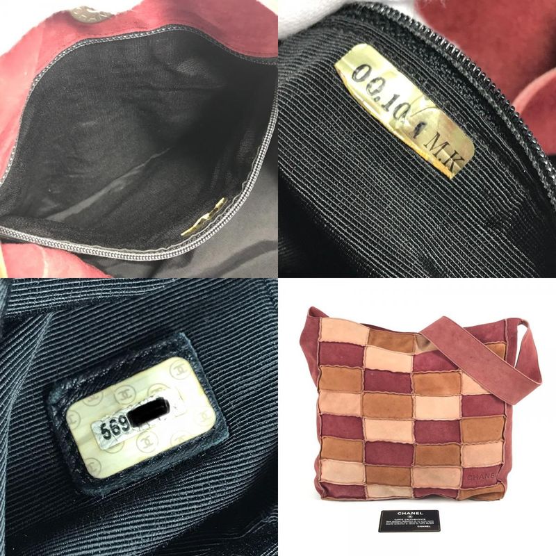 Chanel Shoulder Bag CC Coco Mark Logo Suede Brown