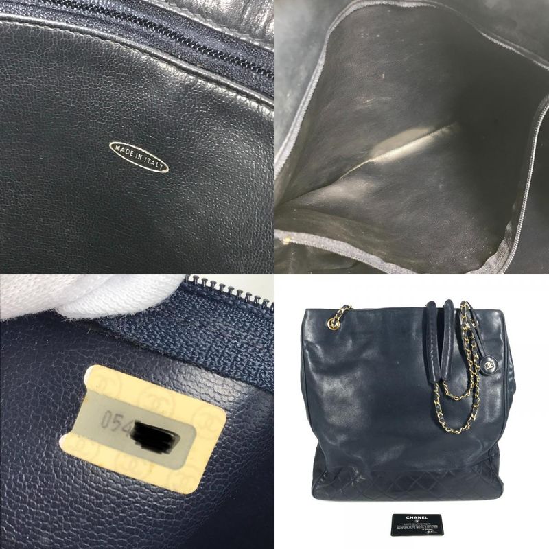 Chanel Shoulder Bag CC Coco Logo Matelasse Quilted Lambskin Navy