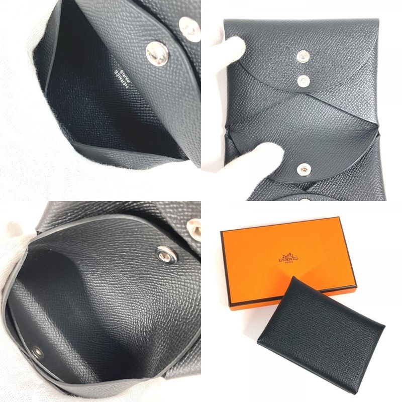 Hermes Coin Case Calvi Duo Calvi Duo Epson Black