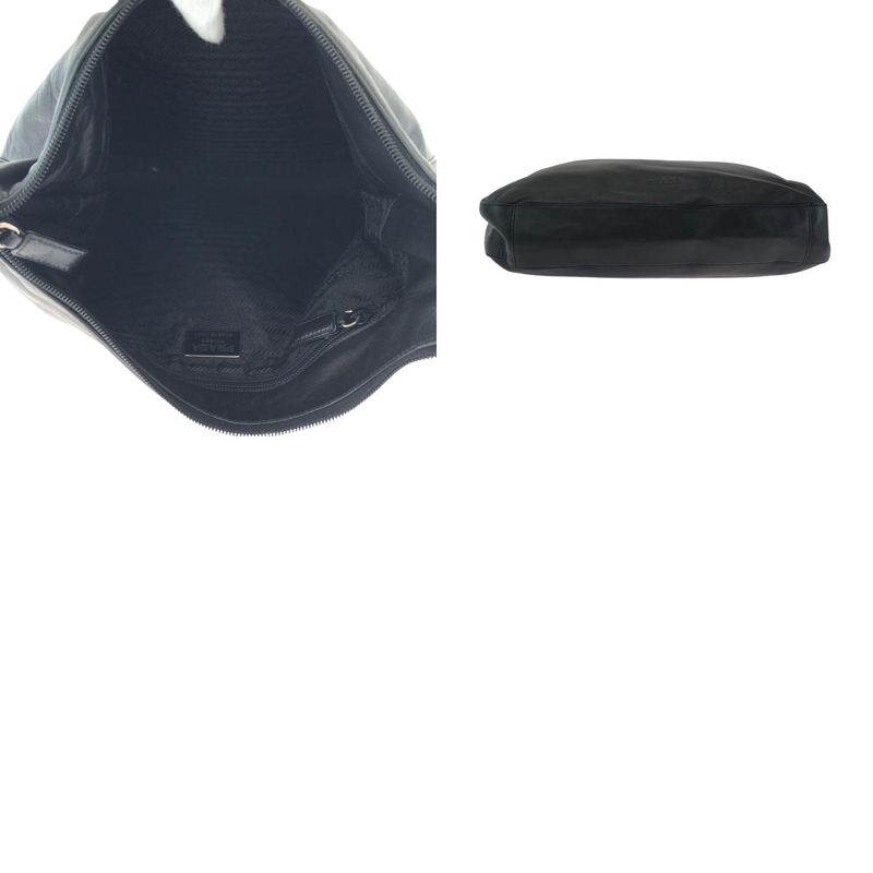 Prada Plastic Handle Logo Black Plastic Leather Hobo Plastic Handle Shoulder