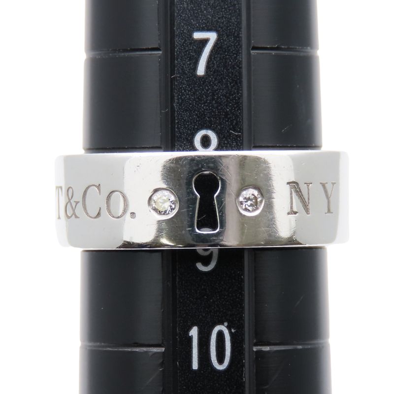 Tiffany & Co Ring / Ring Keyhole Ny 925 Silver with Diamonds Approx 4.8g Silver