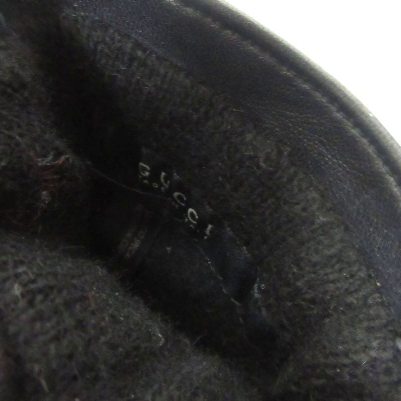 Gucci Leather Gloves Cashmere Lined Gghardware Genuine Leather 7 Black Ibo86