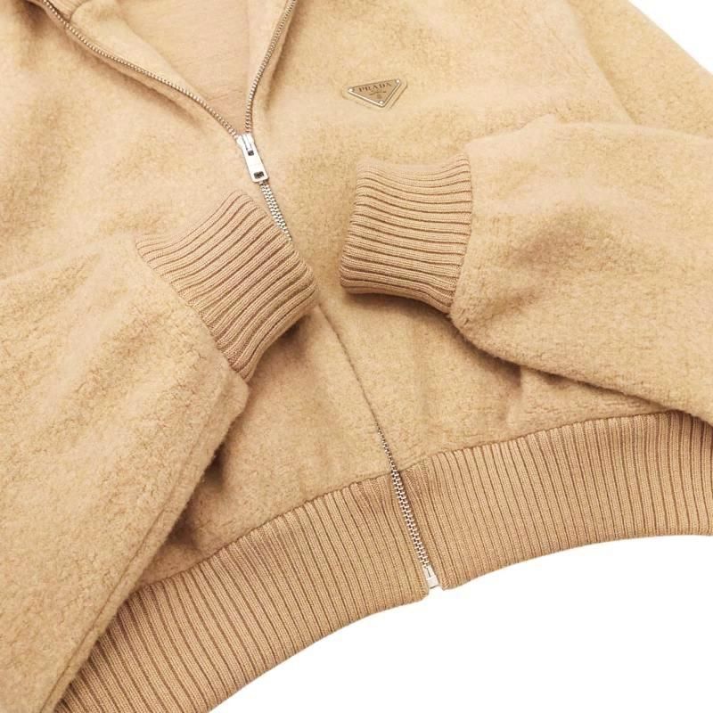 Prada Excellent Condition Cashmere Fleece Zip Jacket Blouson Cutout Ribbed