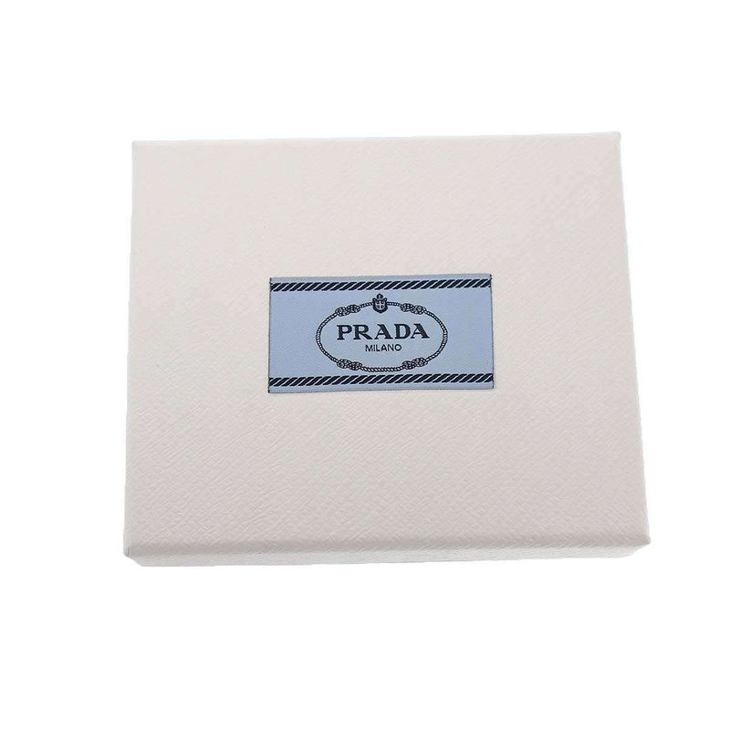 Prada Logo Plate Saffiano Leather Card Case 1mc223 Silver