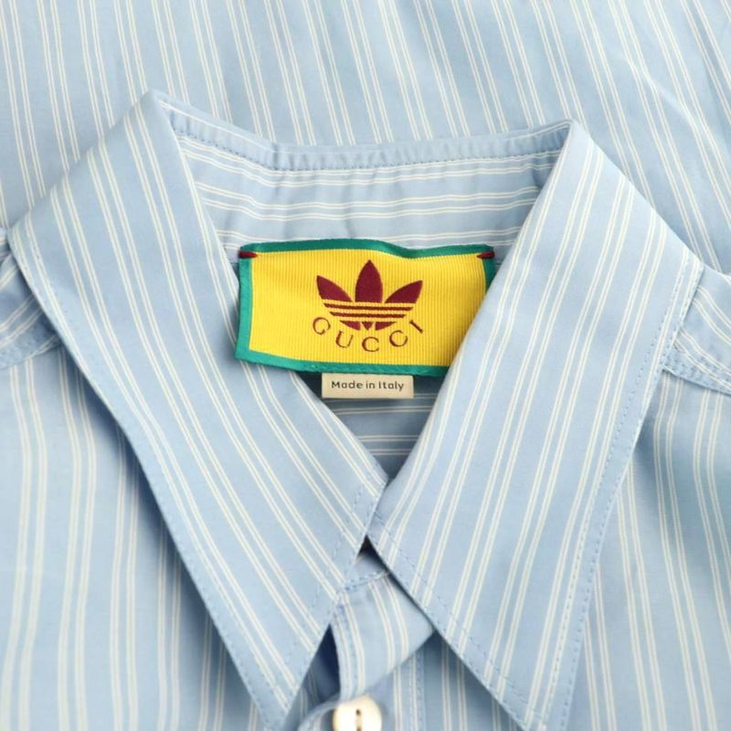 Gucci X Adidas Striped Shirt Stencolor Logo Print 15+ Light Blue White CX - GY57