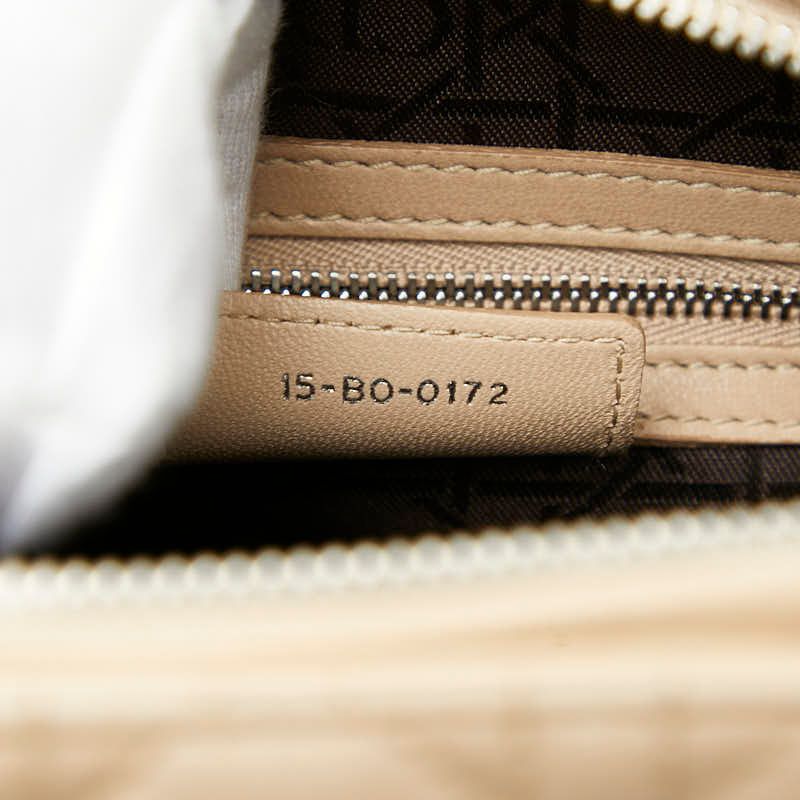 Christian Dior Canage Lady Dior Large Handbag Shoulder Bag 2WAY Beige Leather