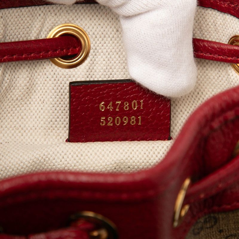 Gucci X Doraemon Micro GG Supreme Mini Bucket Bag Shoulder Bag 647801 Brown Red