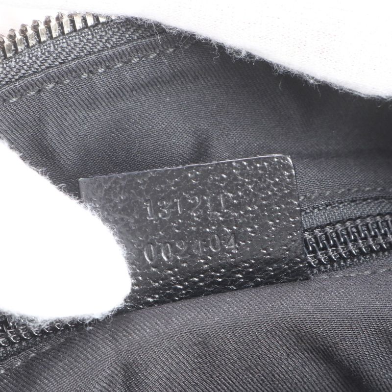 Gucci GG Canvas Leather Shoulder Bag Crossbody Messenger 131211 Black Silver