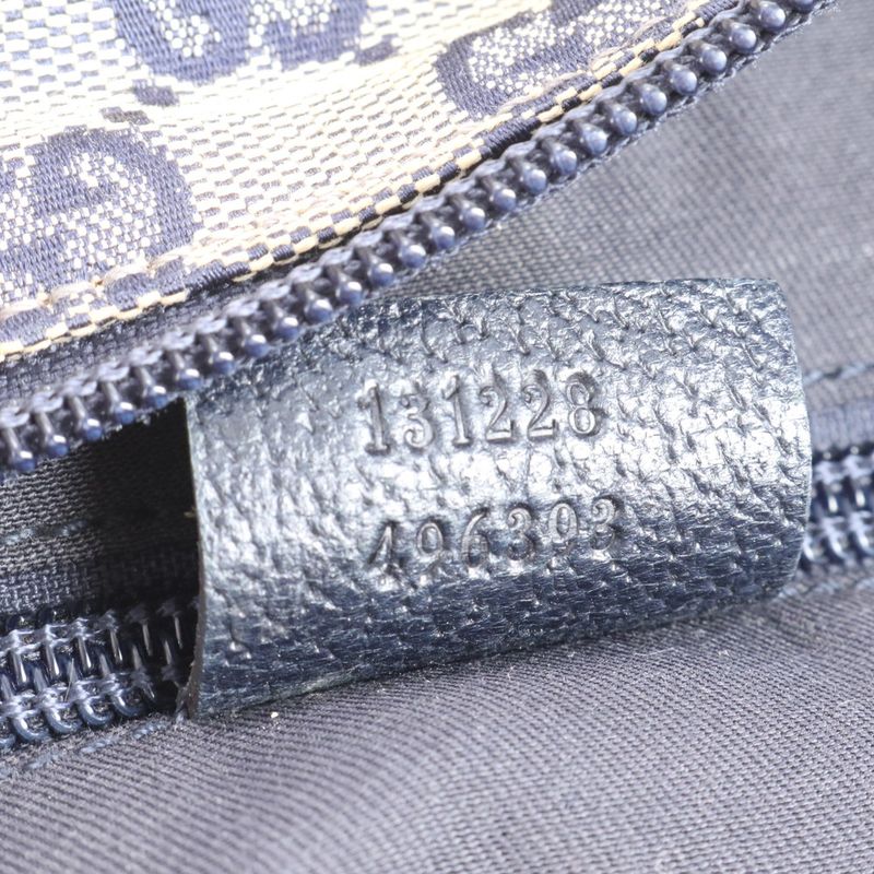 Gucci GG Canvas Leather Tote Bag Hand 131228 Navy Blue Women's EUE Db38-6