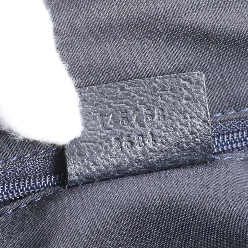 Gucci GG Canvas Horsebit Leather Tote Bag Shoulder 145758 Navy Blue Women's RCE