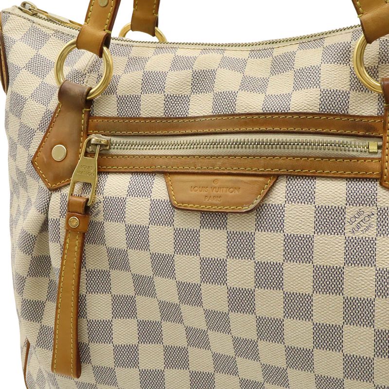 Louis Vuitton Damier Azure Evora MM Tote Handbag 2way Shoulder Bag Gold