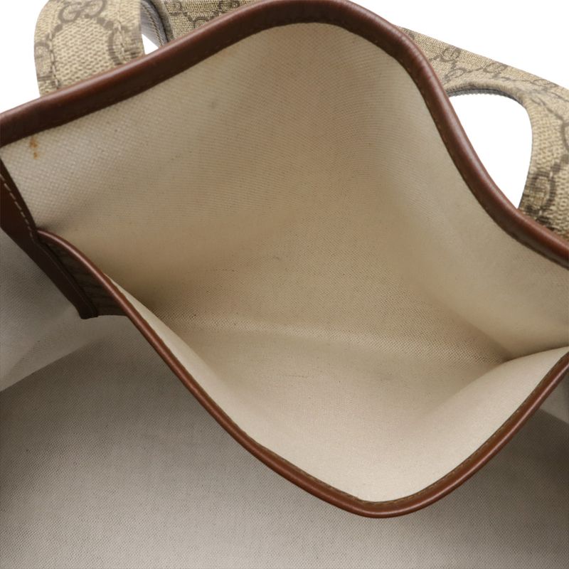 Gucci GG Plus GG Supreme Sherry Line Tote Bag Shoulder Bag PVC Leather Khaki