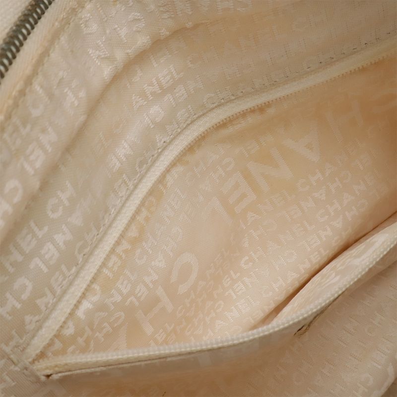 Chanel Coco Mark Marshmallow Bag Tote Bag Handbag Canvas Ivory White Black