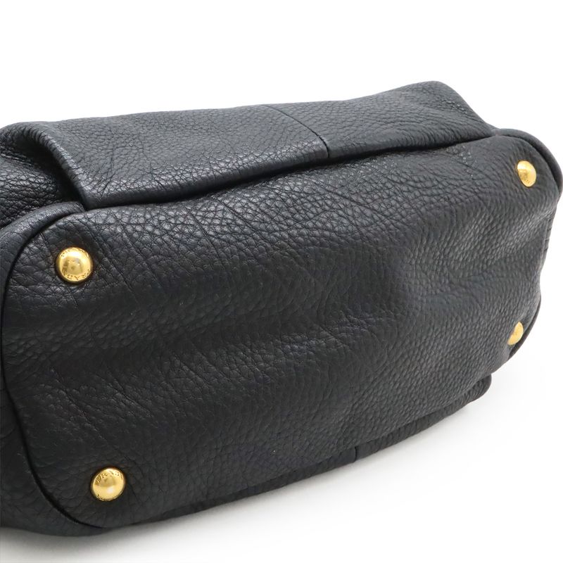Prada Tote Handbag Leather Nero Black Gold Hardware Miss Ing Shoulder Strap