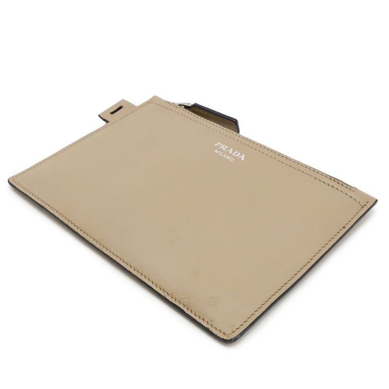 Prada Logo Tote Large Tote Shoulder Bag Leather Beige Silver Hardware 1bg038