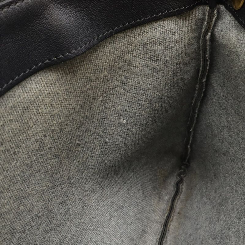 Celine Trio Large Shoulder Bag Pochette Crossbody Pouch Leather Black Silver