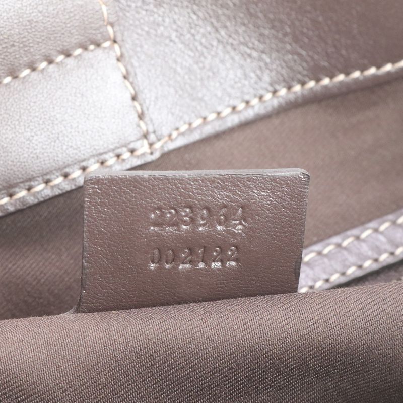 Gucci GG Crystal 223964 Leather Tote Bag Shoulder Brown Gold Hardware Women's