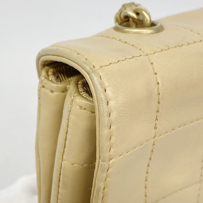 Chanel Handbag 2.55 Choco Bar Lambskin Chain Beige Gold Hardware Women