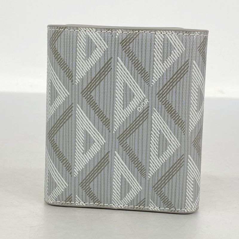 Christian Dior Trifold Wallet PVC Gray Silver Hardware Women