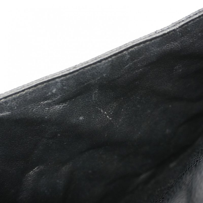 Chanel Shoulder Bag Deca Matelasse Caviar Skin Black Silver Hardware Women