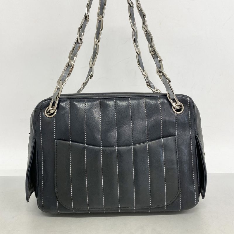 Chanel Shoulder Bag Mademoiselle Lambskin Silver Hardware Women