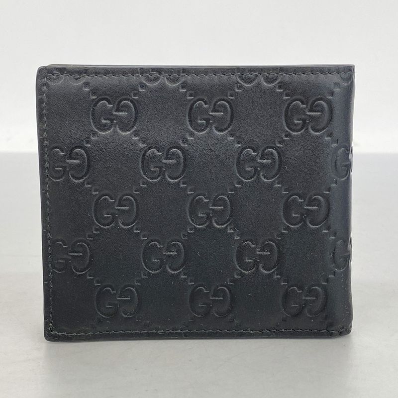 Gucci Wallet Guccissima 850177 Leather Black Silver Hardware Men's