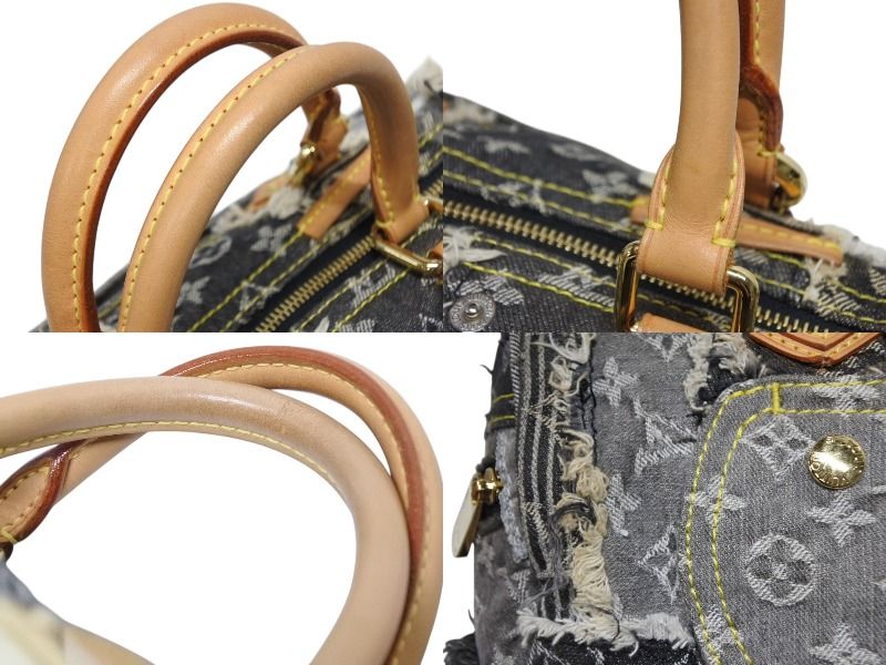 Louis Vuitton Speedy 30 Boston Bag Patchwork Monogram Denim Black — view 8