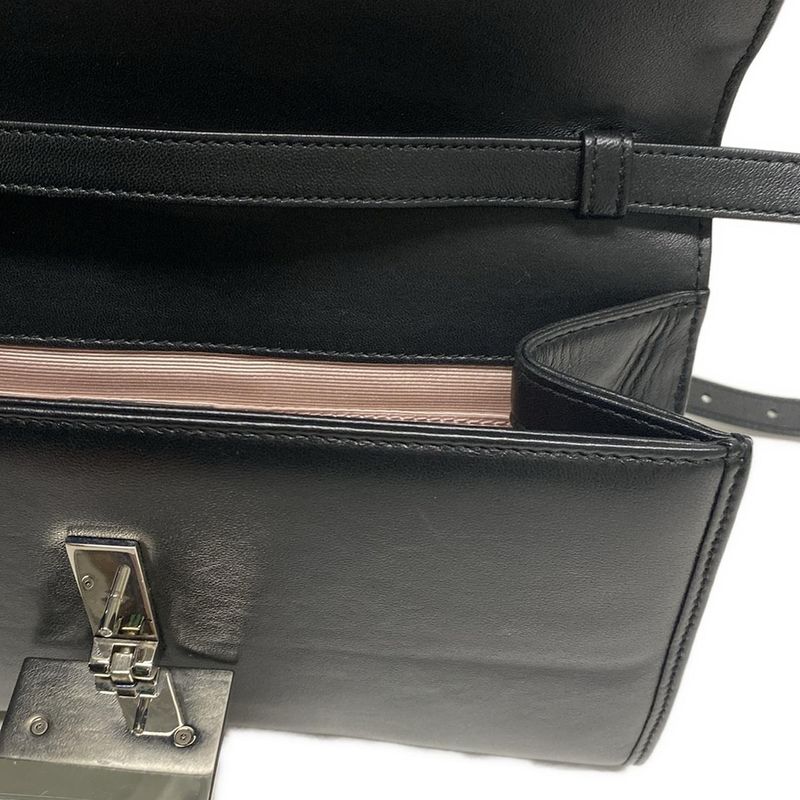 Gucci Shoulder Bag Interlocking G 628521 Black Detachable Strap 2way Leather