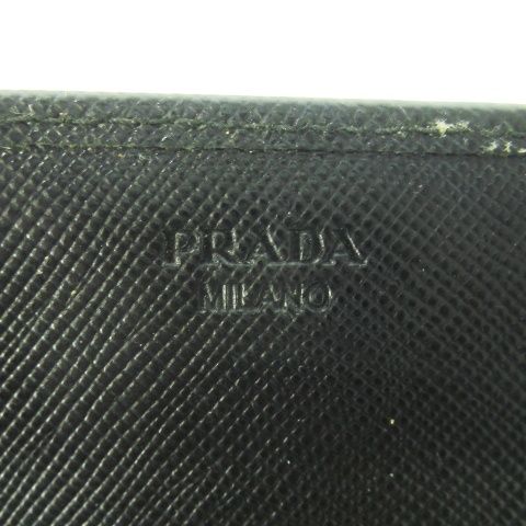 Prada Long Wallet Long Wallet with Coin Purse Saffiano Leather Flap Logo Black