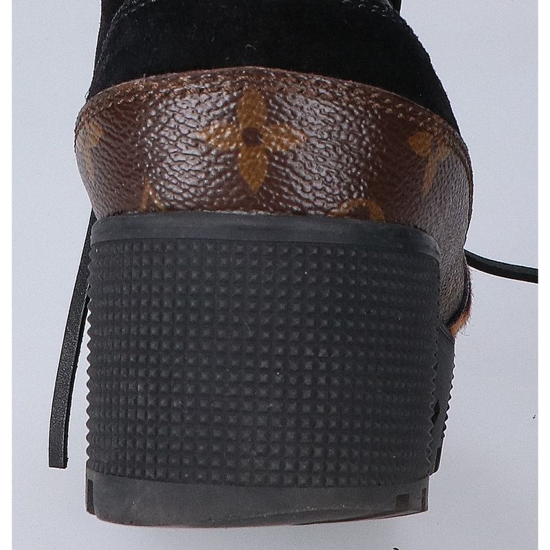 Louis Vuitton '19 Monogram and Halaco Lace-Up Boots 38