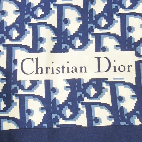 Christian Dior Scarf Silk Square Trotter Logo All Over Navy Blue Navy Ck4 - Gy18