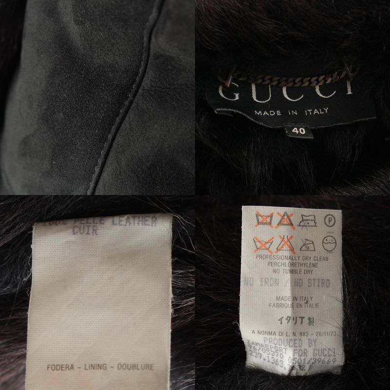 Gucci Leather Tom Ford Period Fur Mouton Jacket Coat Outerwear Black 40