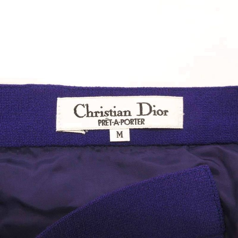 Christian Dior Prêt-À-Porter Wrap Skirt Pleated Mimore Long Wool Button M