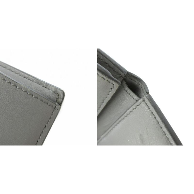 Celine Medium Strap Wallet Bifold Leather Bicolor Gray White Uo