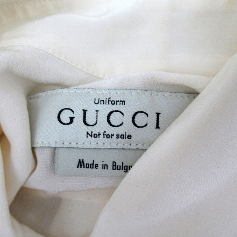 Gucci Shirt Blouse Long Sleeves Silk 38 M Ivory Sm22 Ibo81