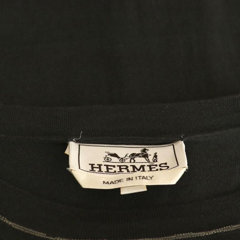 Hermes Stitched Cotton Short Sleeve T-Shirt Cut and S Charcoal Gray Es - OS