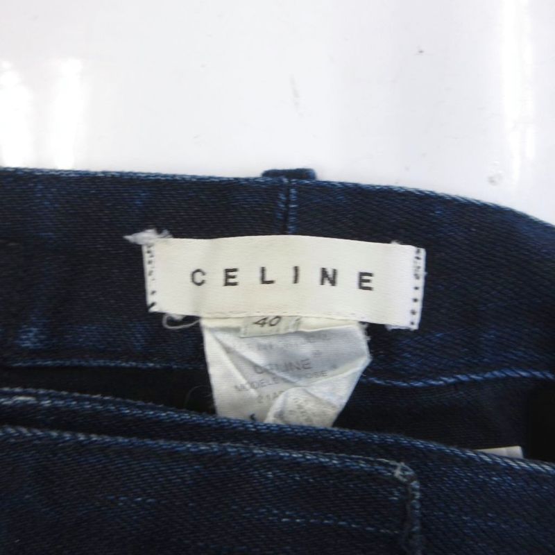Celine Modele Depose Denim Jeans Straight Faded Dark Blue Indigo Blue 40 Approx