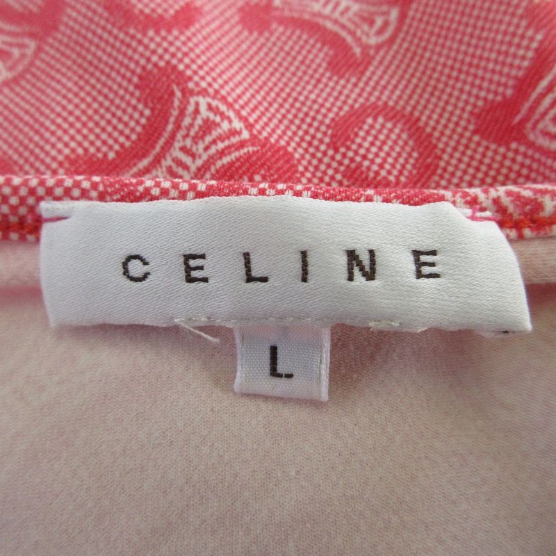 Celine Monogram Logo Short Sleeve T-Shirt Ⅼ Size Pink Ladies Used