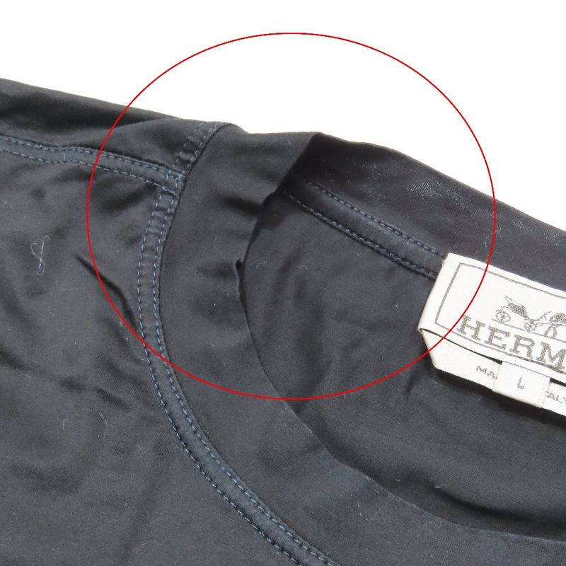 Hermes Blue Stitching Long Sleeve T-Shirt Cut and Sewn None Cotton Long Sleeve