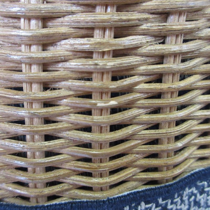 Christian Dior Oblique Wicker Shoulder Bag 63-Ma-1200 Navy Natural Women's