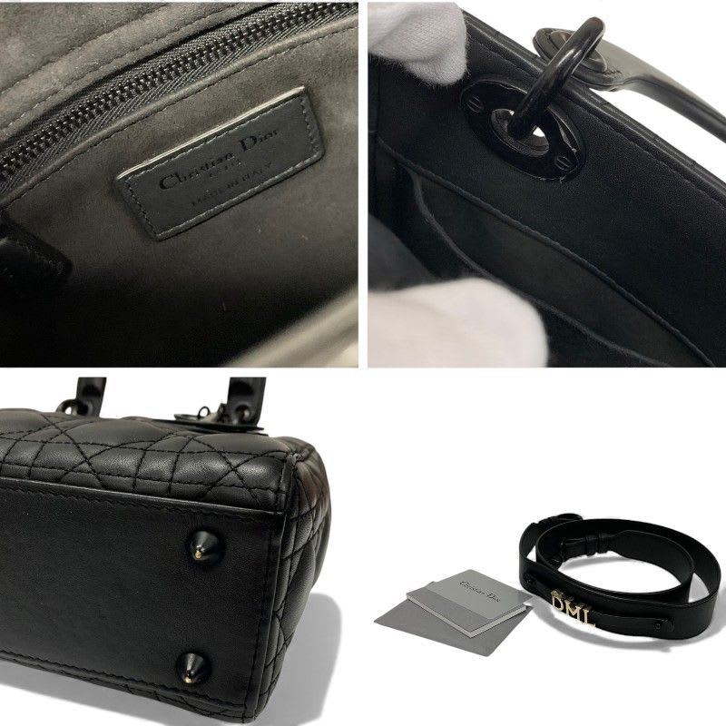 Christian Dior Bag Shoulder Black Lady My ABCDior Small Cannage Ultra