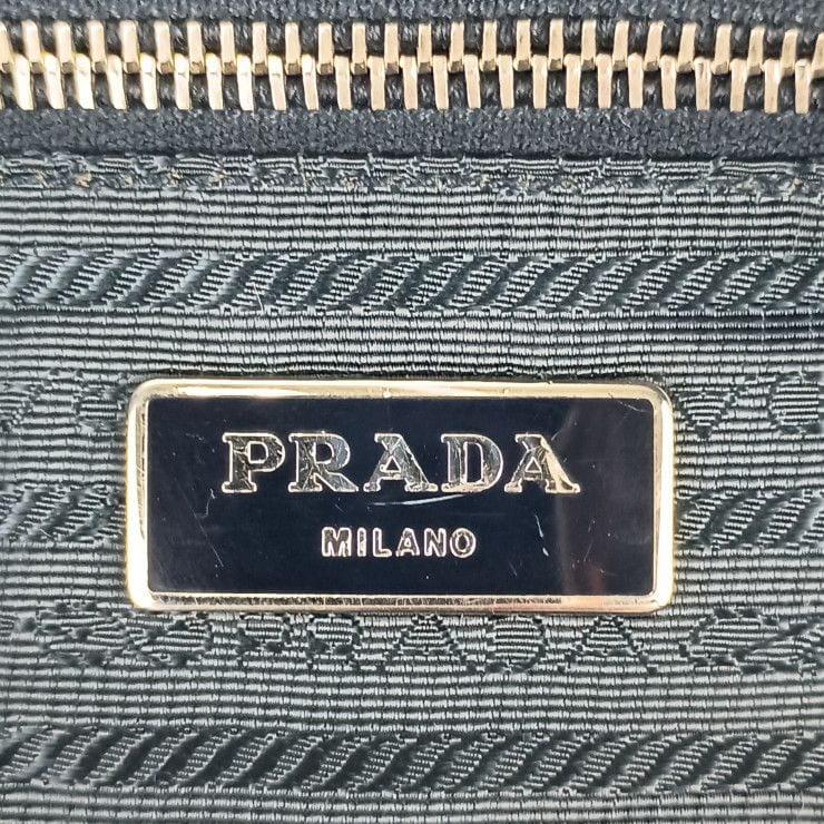 Prada Tote Bag Tote Bag Br4371 Navy Nylon Leather Unisex Shoulder Bag Triangle