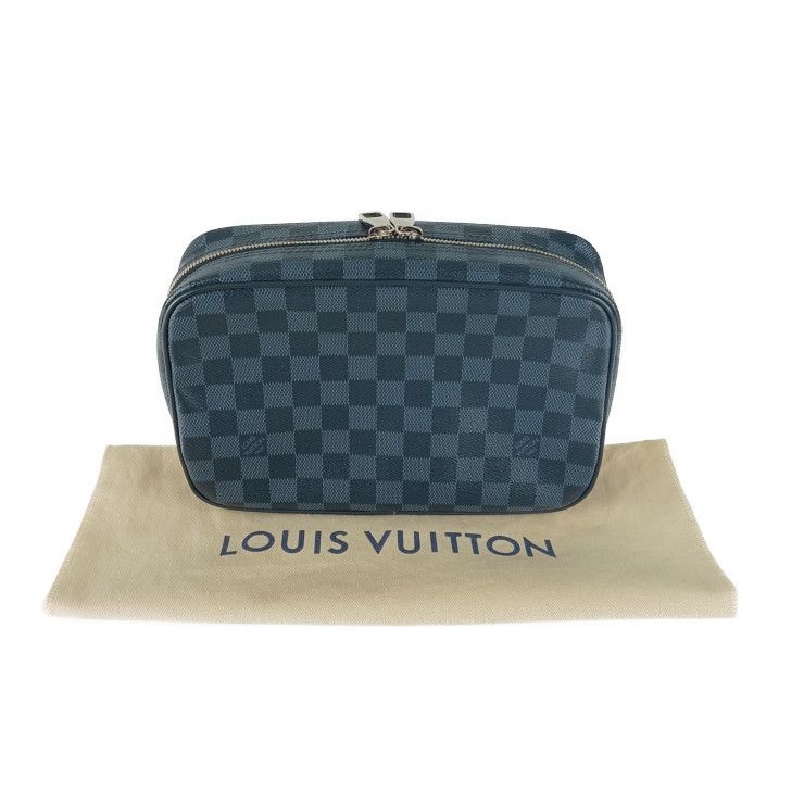 Louis Vuitton Second Bag Trousse Toilette GM N47523 Navy Silver Hardware Damier